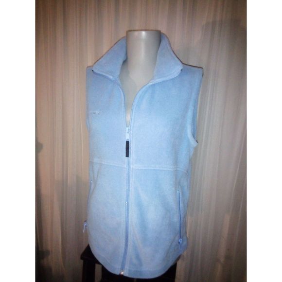 Ladies Columbia Fleece Zip Vest Size M Light Blue - Picture 1 of 5